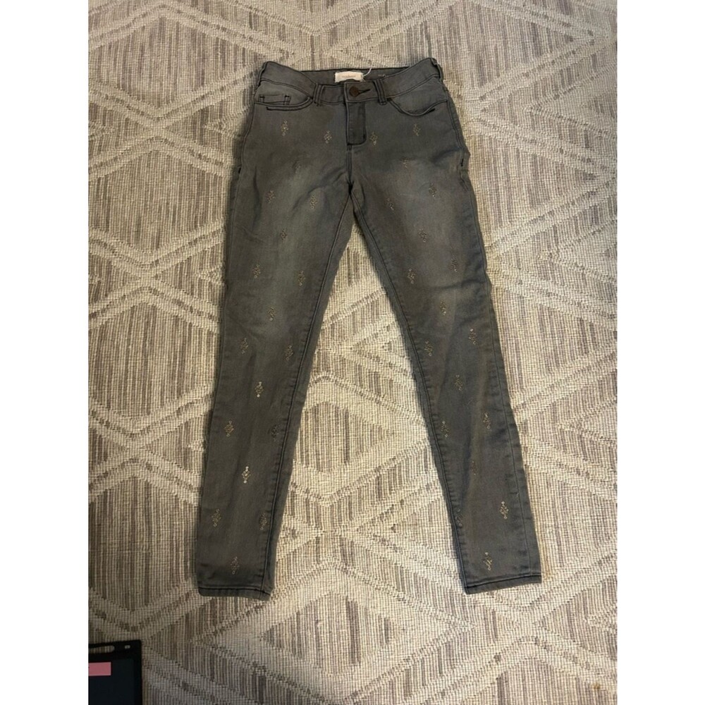 Sundance Women's Charcoal Skinny Jeans with Metallic Dot Embellishment